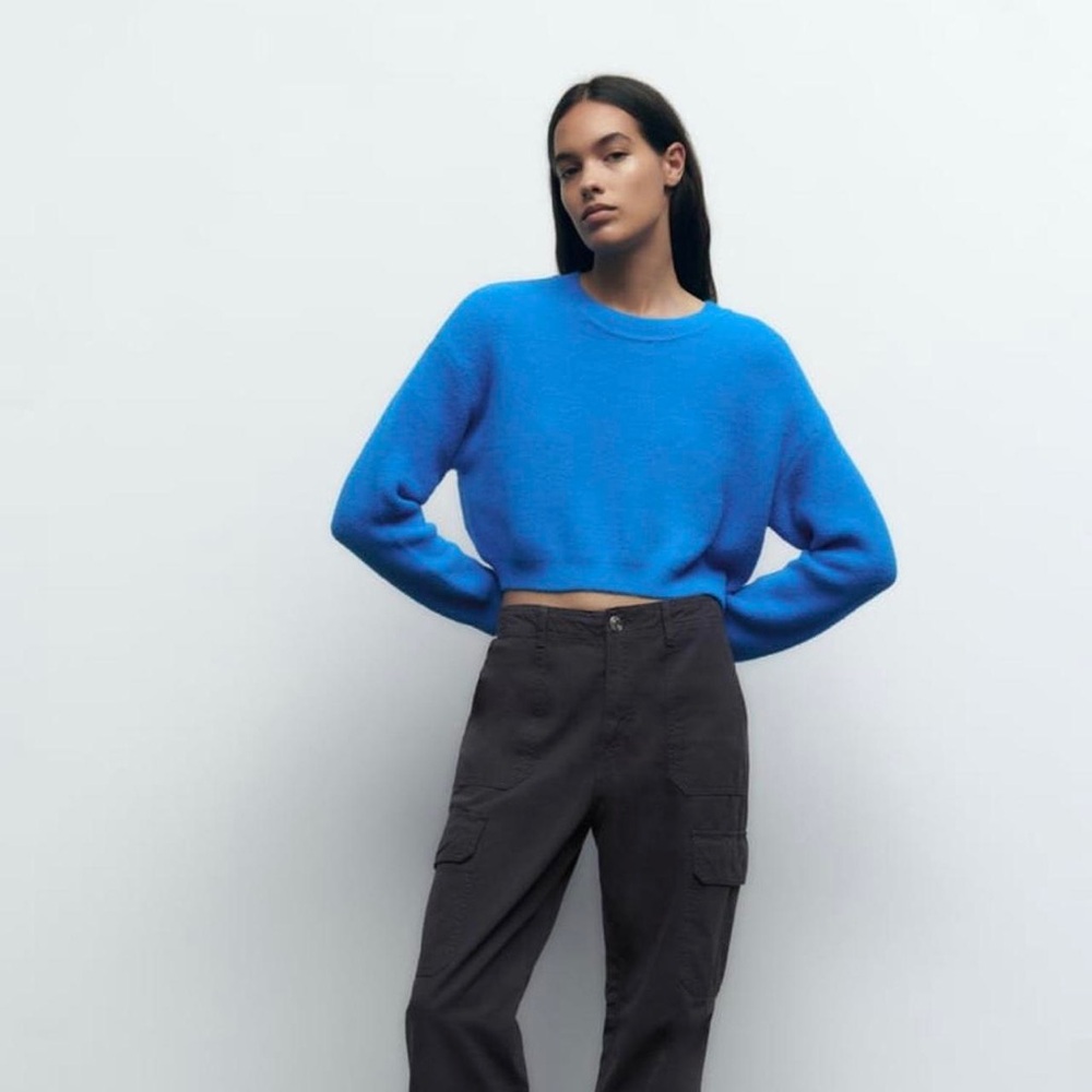 Zara Super Soft Bright Blue Sweater Small